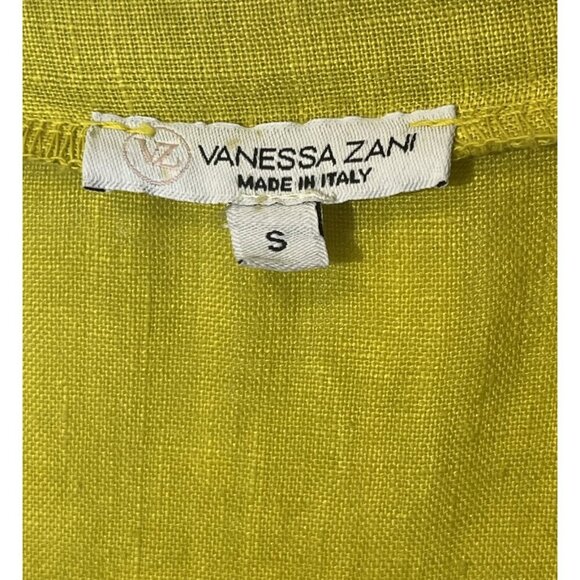 New Vanessa Zani Linen Cotton Lime Eyelet Embroidered Boho Dress - Italy - Picture 5 of 7